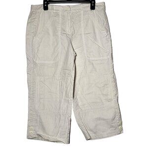 Tint Womens White Linen Blend‎ Capri Pants Size 12 Coastal Breathable Summer